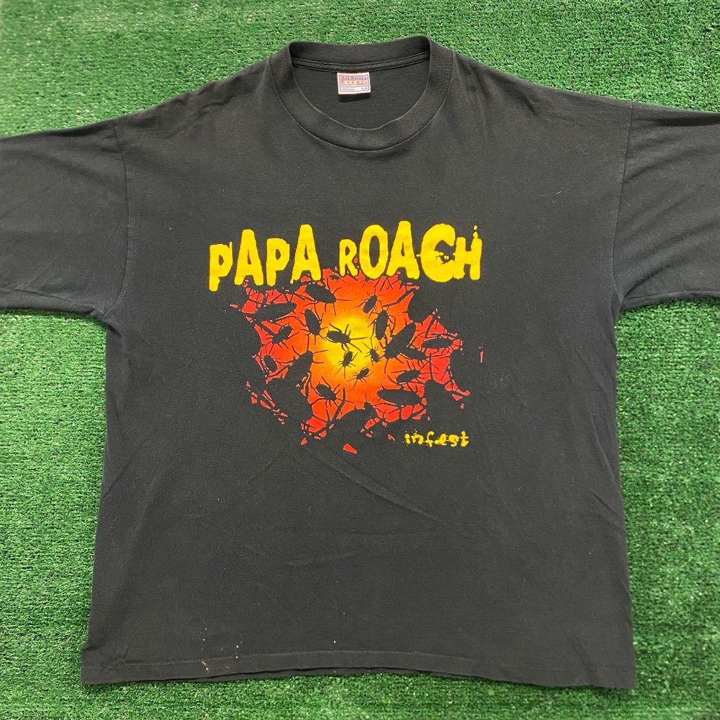 Vintage Y2k Papa Roach Infest T-Shirt Black Xl Single Stitch Grunge Nu Metal